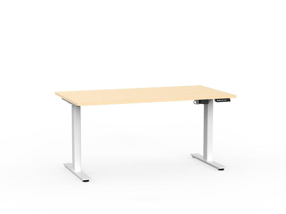 Agile 1500 x 800 Electric Standing Desk (2 Column)-Desking-Nordic Maple-White-Commercial Traders - Office Furniture