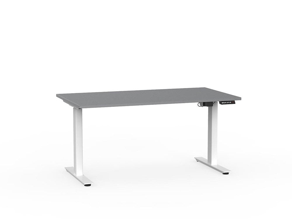 Agile 1500 x 800 Electric Standing Desk (2 Column)-Desking-Silver-White-Commercial Traders - Office Furniture