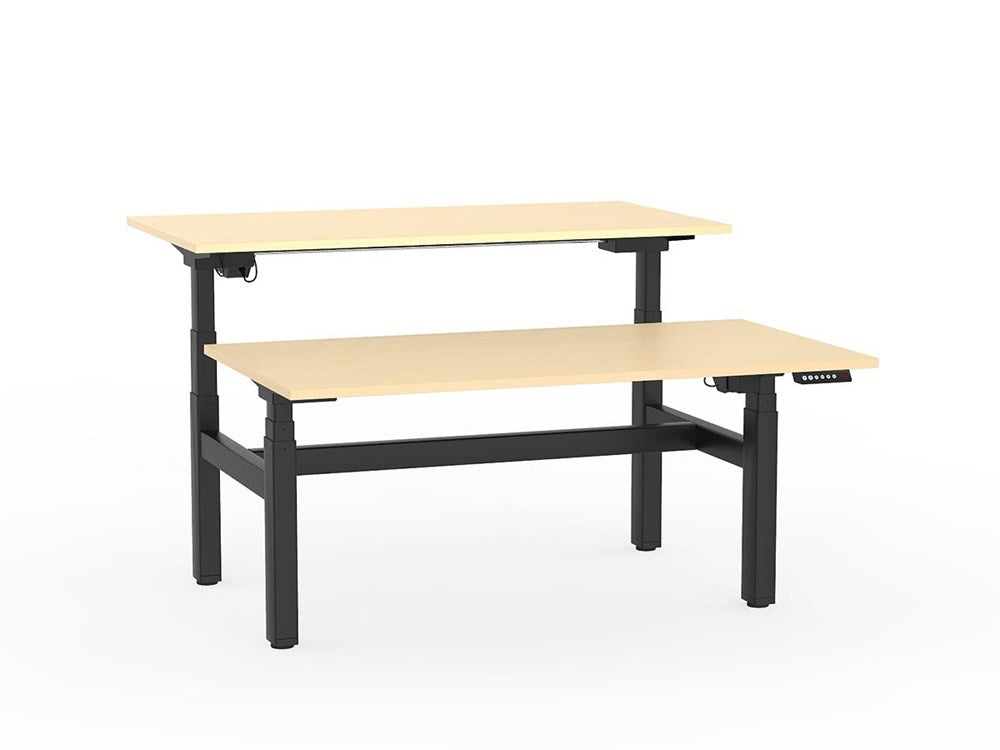 Agile Double Sided 1500 Electric Standing Desk - 3 Column-Desking-Nordic Maple-Black-Commercial Traders - Office Furniture