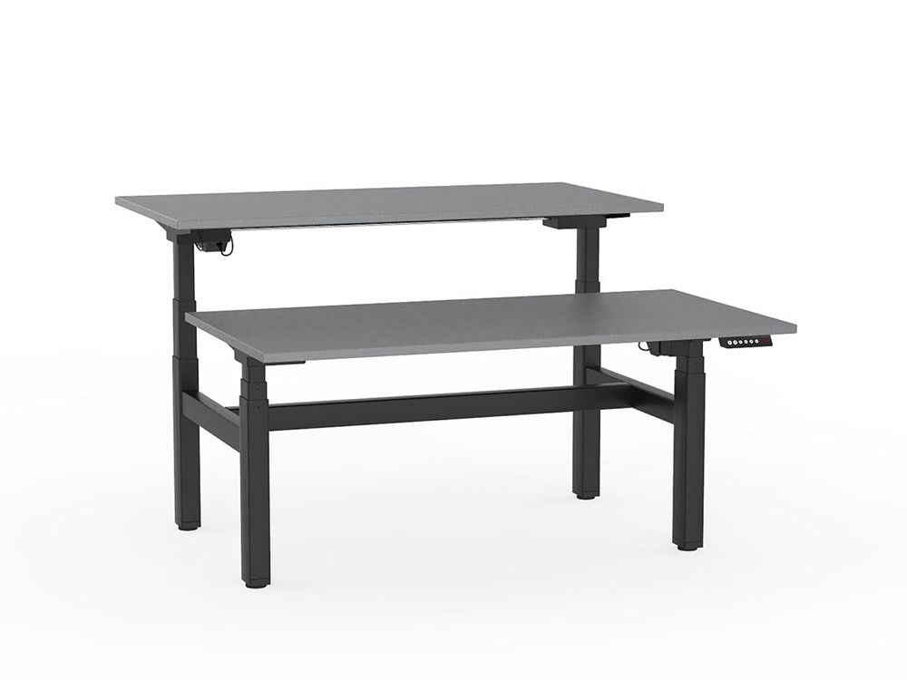 Agile Double Sided 1500 Electric Standing Desk - 3 Column-Desking-Silver-Black-Commercial Traders - Office Furniture
