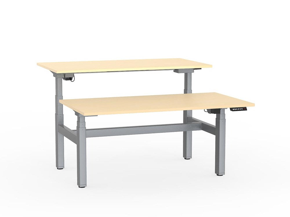 Agile Double Sided 1500 Electric Standing Desk - 3 Column-Desking-Nordic Maple-Silver-Commercial Traders - Office Furniture