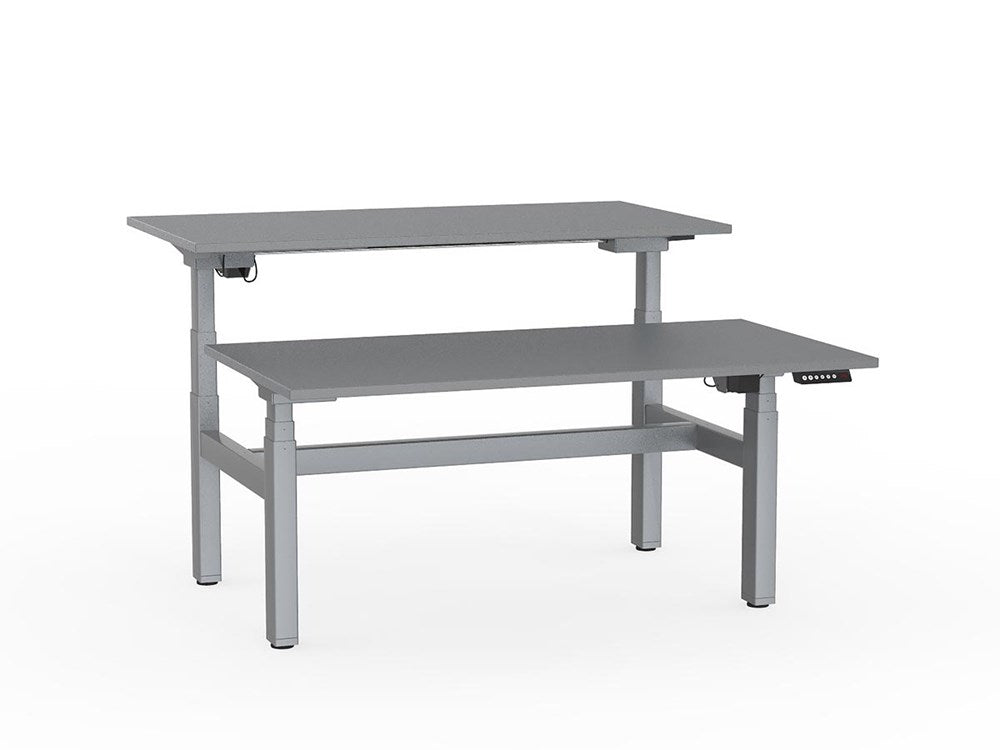 Agile Double Sided 1500 Electric Standing Desk - 3 Column-Desking-Silver-Silver-Commercial Traders - Office Furniture