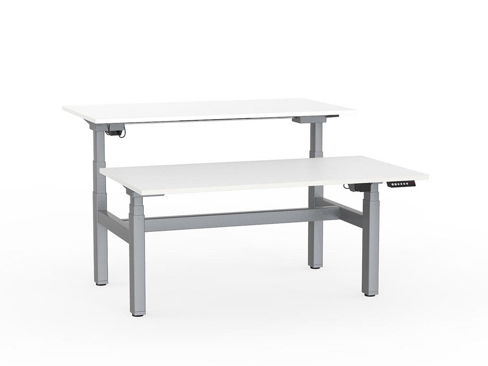 Agile Double Sided 1500 Electric Standing Desk - 3 Column-Desking-White-Silver-Commercial Traders - Office Furniture