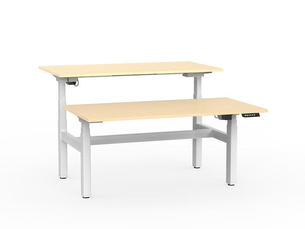 Agile Double Sided 1500 Electric Standing Desk - 3 Column-Desking-Nordic Maple-White-Commercial Traders - Office Furniture