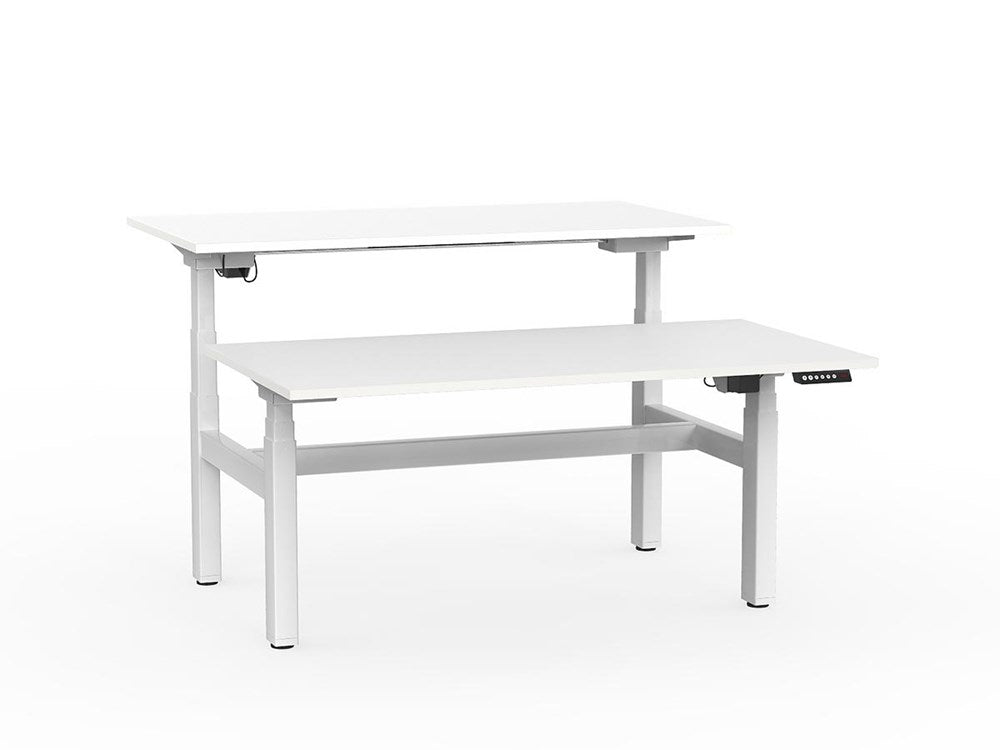 Agile Double Sided 1500 Electric Standing Desk - 3 Column-Desking-White-White-Commercial Traders - Office Furniture