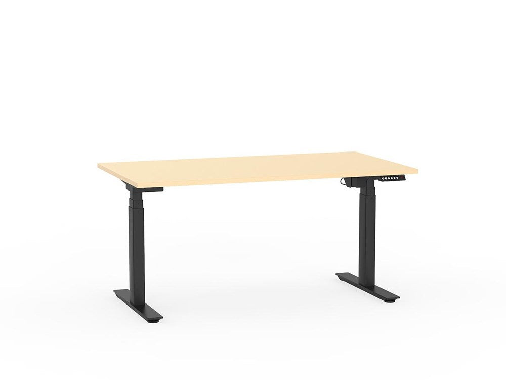 Agile 1500 x 800 Electric Standing Desk (3 Column)-Desking-Nordic Maple-Black-Commercial Traders - Office Furniture