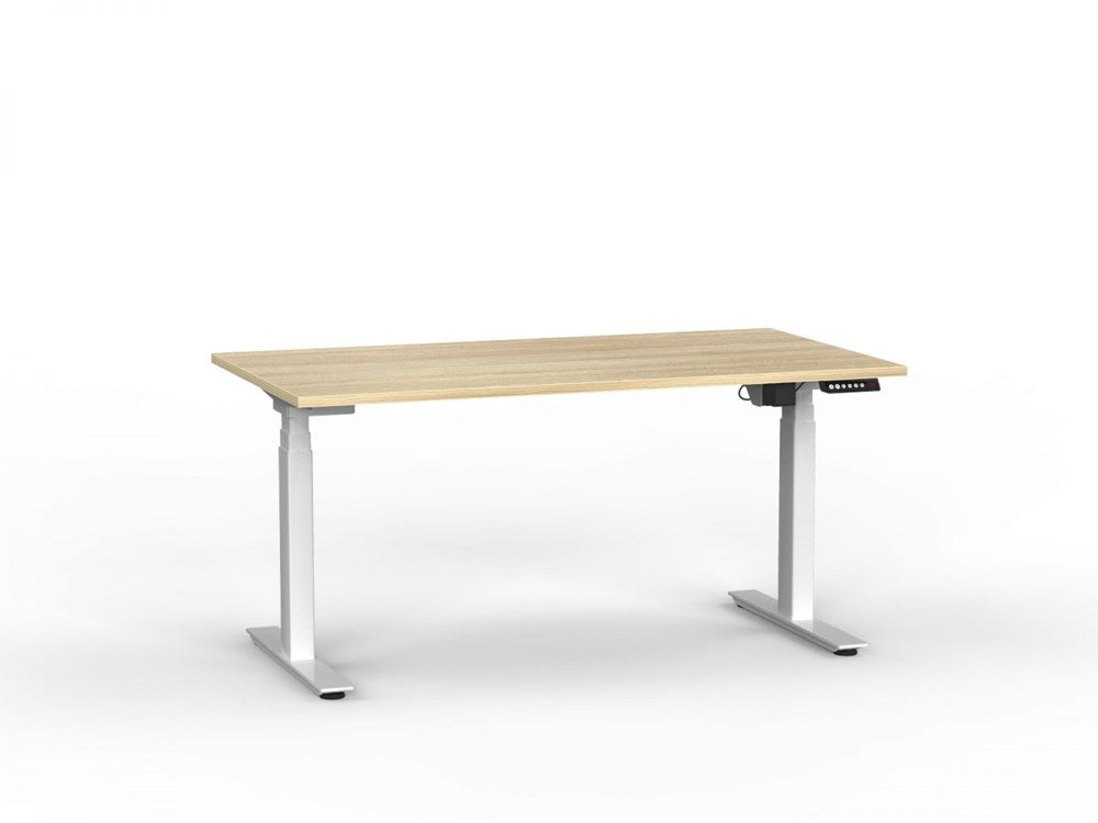 Agile 1500 x 800 Electric Standing Desk (2 Column)-Desking-Atlantic Oak-White-Commercial Traders - Office Furniture