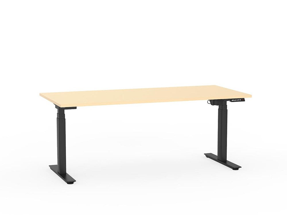 Agile 1800 x 800 Electric Standing Desk (3 Column)-Desking-Nordic Maple-Black-Commercial Traders - Office Furniture