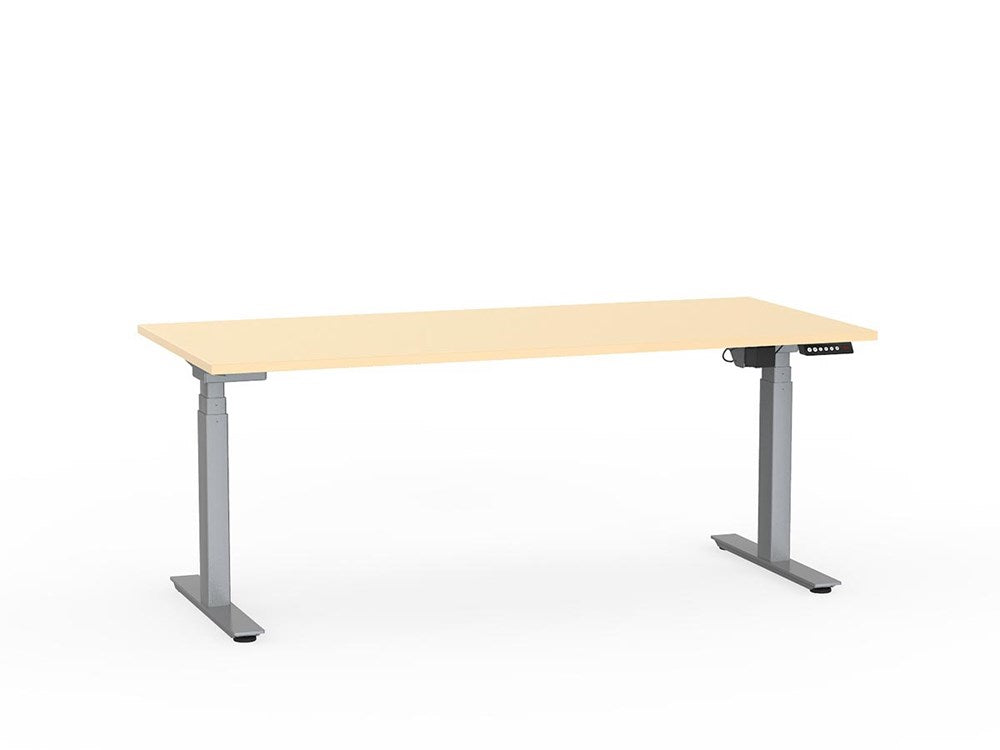 Agile 1800 x 800 Electric Standing Desk (3 Column)-Desking-Nordic Maple-Silver-Commercial Traders - Office Furniture