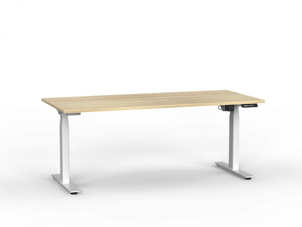 Agile 1800 x 800 Electric Standing Desk (3 Column)-Desking-Atlantic Oak-White-Commercial Traders - Office Furniture