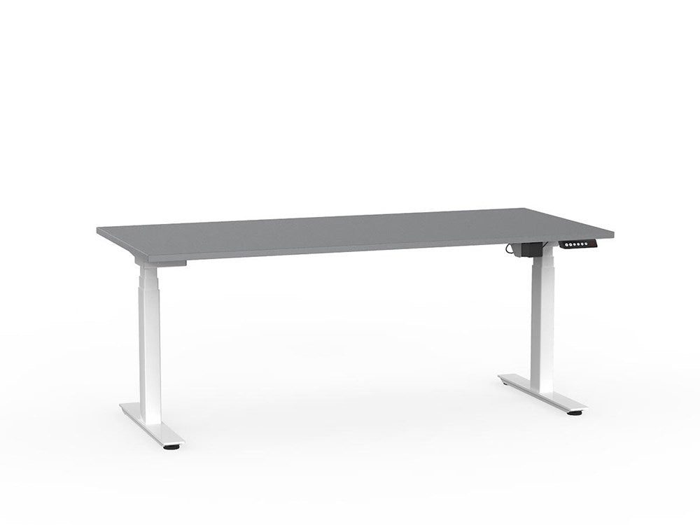Agile 1800 x 800 Electric Standing Desk (3 Column)-Desking-Silver-White-Commercial Traders - Office Furniture