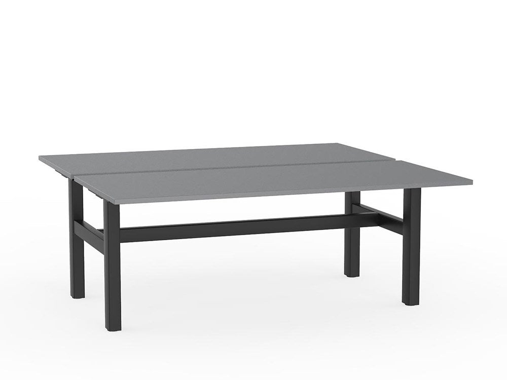 Agile Double Sided 1800 Fixed Height-Desking-Silver-Black-Commercial Traders - Office Furniture