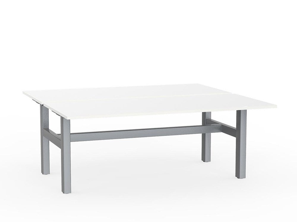 Agile Double Sided 1800 Fixed Height-Desking-White-Silver-Commercial Traders - Office Furniture