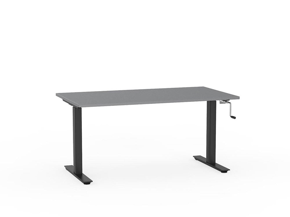 Agile 1500 x 800 Winder Adj Desk-Desking-Silver-Black-Commercial Traders - Office Furniture