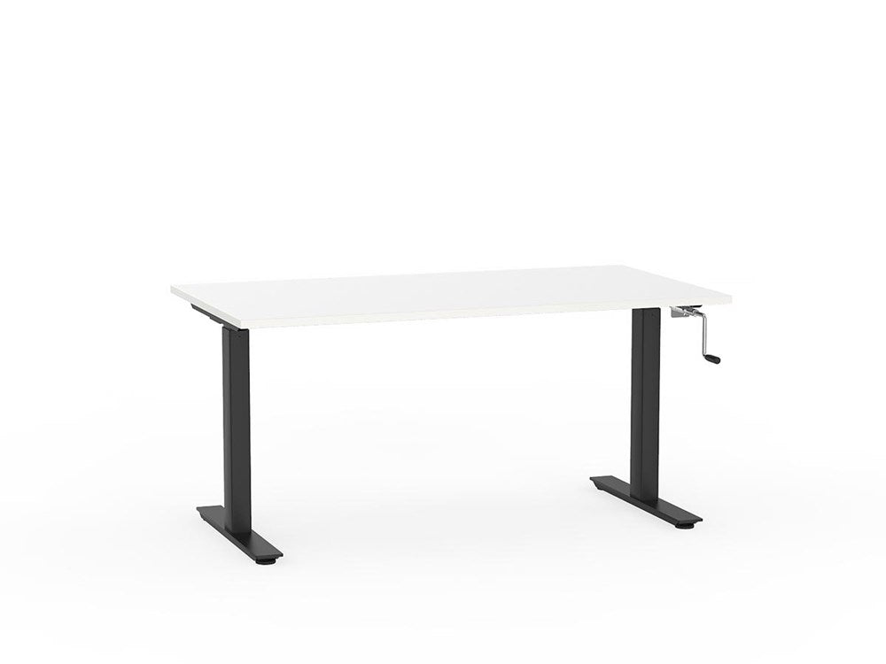 Agile 1500 x 800 Winder Adj Desk-Desking-White-Black-Commercial Traders - Office Furniture