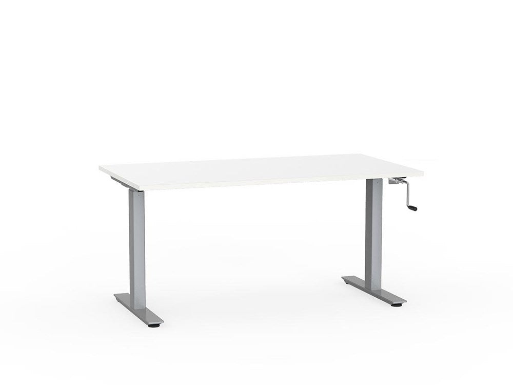 Agile 1500 x 800 Winder Adj Desk-Desking-White-Silver-Commercial Traders - Office Furniture