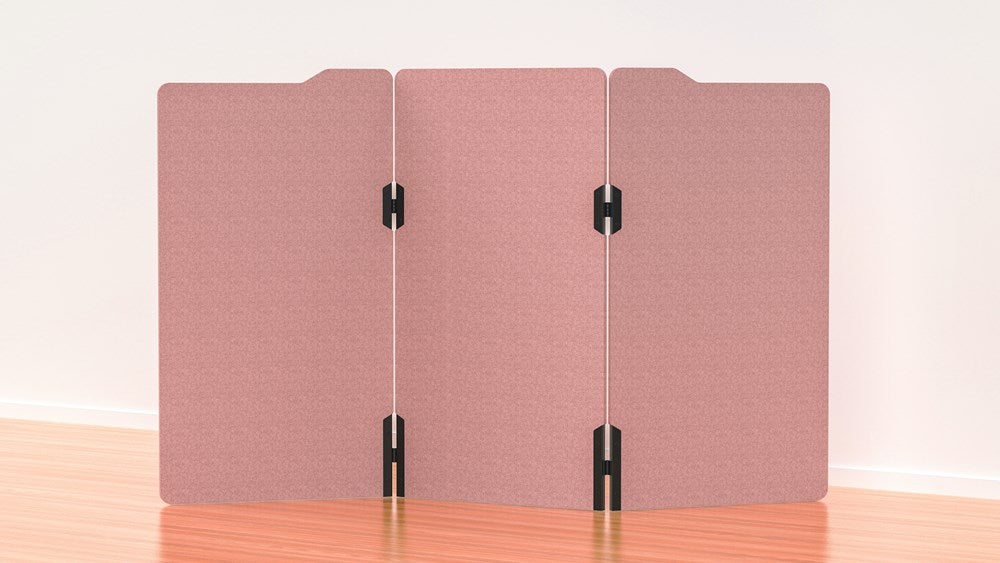 Milford Acoustic Freestanding 3 Partition - 1800h x 1000w -24mm thick-Noise Reduction-Blush Pink-Commercial Traders - Office Furniture