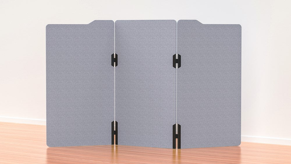 Milford Acoustic Freestanding 3 Partition - 1800h x 1000w -24mm thick-Noise Reduction-Light Grey-Commercial Traders - Office Furniture