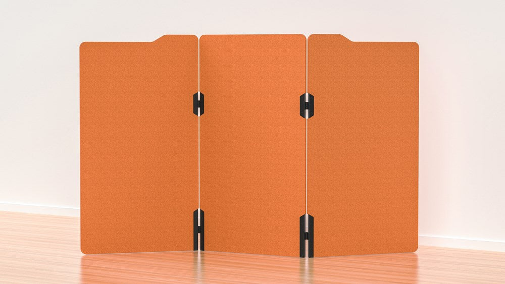 Milford Acoustic Freestanding 3 Partition - 1800h x 1000w -24mm thick-Noise Reduction-Orange-Commercial Traders - Office Furniture