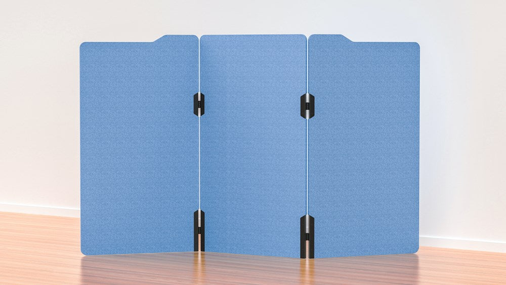 Milford Acoustic Freestanding 3 Partition - 1800h x 1000w -24mm thick-Noise Reduction-Sky Blue-Commercial Traders - Office Furniture