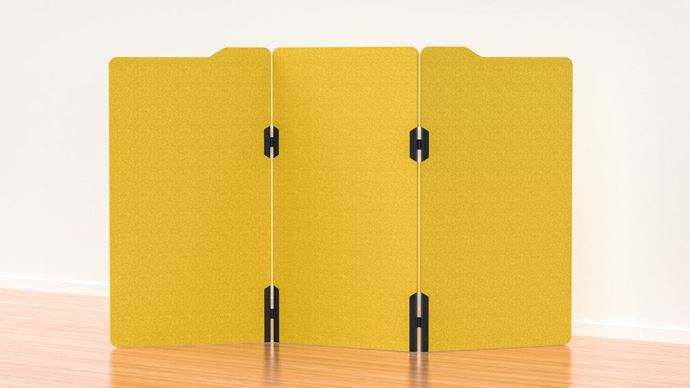Milford Acoustic Freestanding 3 Partition - 1800h x 1000w -24mm thick-Noise Reduction-Yellow-Commercial Traders - Office Furniture