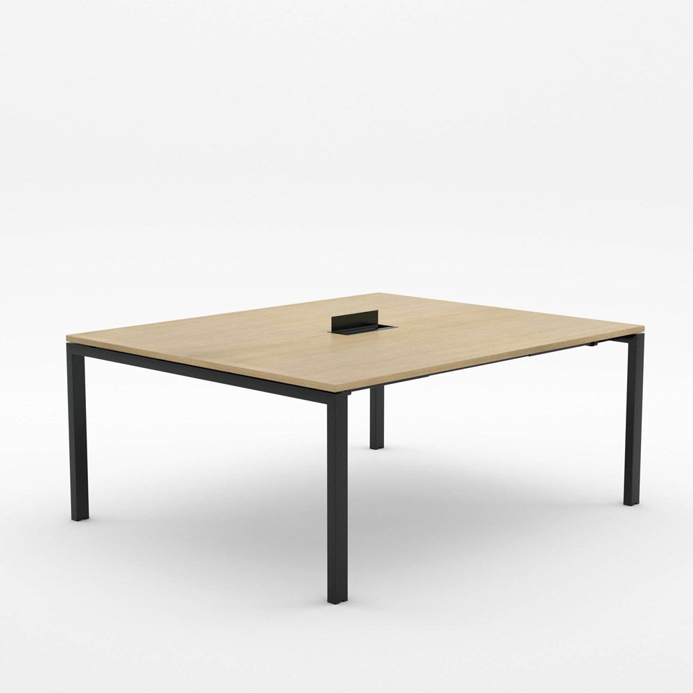 Alti Meeting Table 1800 x 1500-Meeting Tables-Refined Oak-Black-North Island-Commercial Traders - Office Furniture
