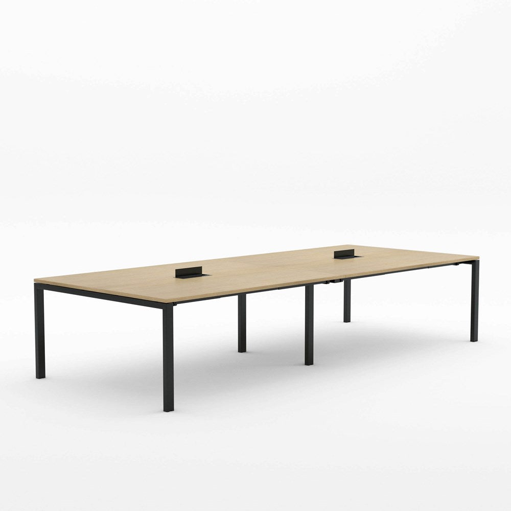 Alti Meeting Table 3600 x 1500-Meeting Tables-Refined Oak-Black-North Island (Ground Floor Only)-Commercial Traders - Office Furniture
