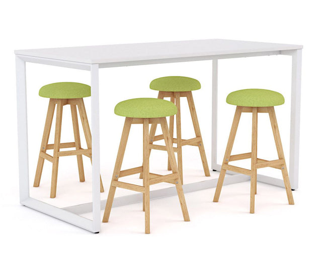 Anvil Bar Leaner 1800 x 900 And Luna Button Stool Package-Meeting Room Furniture-Red-Commercial Traders - Office Furniture