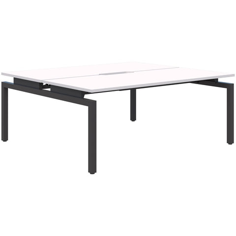 Balance 1500 Wide Desks - 2 Person Pod (Back To Back)-Desking-Snow Velvet-Black-700mm deep-Commercial Traders - Office Furniture