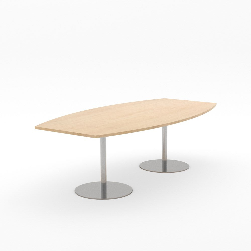Essentials Table 2400 x 1200 - Barrel-Meeting Room Furniture-Affinity Maple-Brushed Chrome Disc Base-North Island Delivery-Commercial Traders - Office Furniture