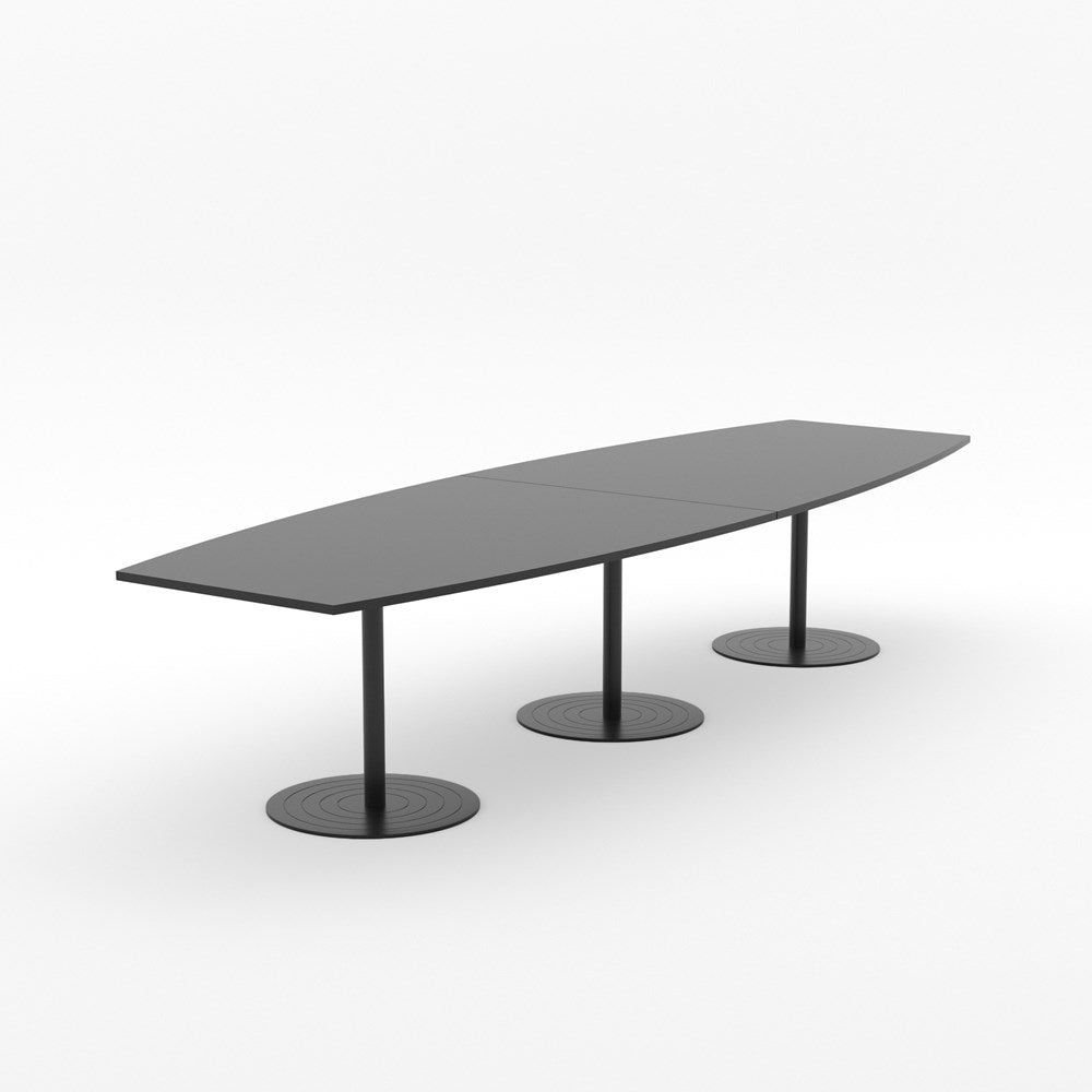 Essentials Table 3000 x 1200 - Barrel Shape-Meeting Room Furniture-Affinity Maple-Black Disc Base-North Island Delivery-Commercial Traders - Office Furniture
