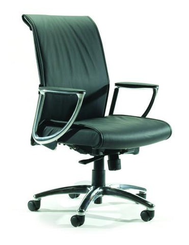 Bentley Midback Chair - Black Leather-Office Chairs-Yes Please-Commercial Traders - Office Furniture