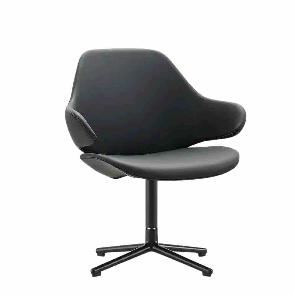 Konfurb Orbit Mid Back - Pedestal Base-Reception Furniture-Black Vinyl-Commercial Traders - Office Furniture