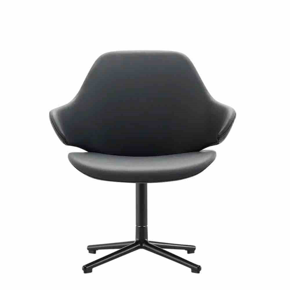 Konfurb Orbit Mid Back - Pedestal Base-Reception Furniture-Black Vinyl-Commercial Traders - Office Furniture