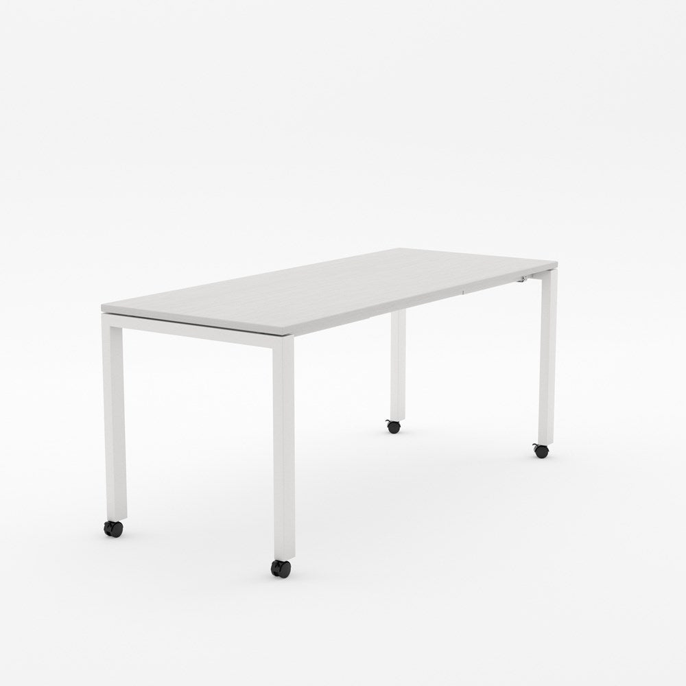 Alti Mobile Project Table 1800 x 750-Desking-Silver Strata-White-Delivery to North Island-Commercial Traders - Office Furniture