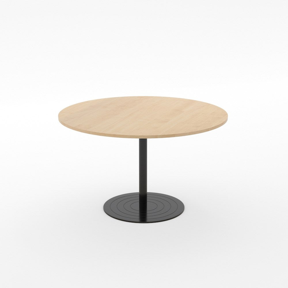 Essentials Meeting Table 1200 dia Disc Base-Meeting Room Furniture-Affinity Maple-Black Disc-North Island-Commercial Traders - Office Furniture