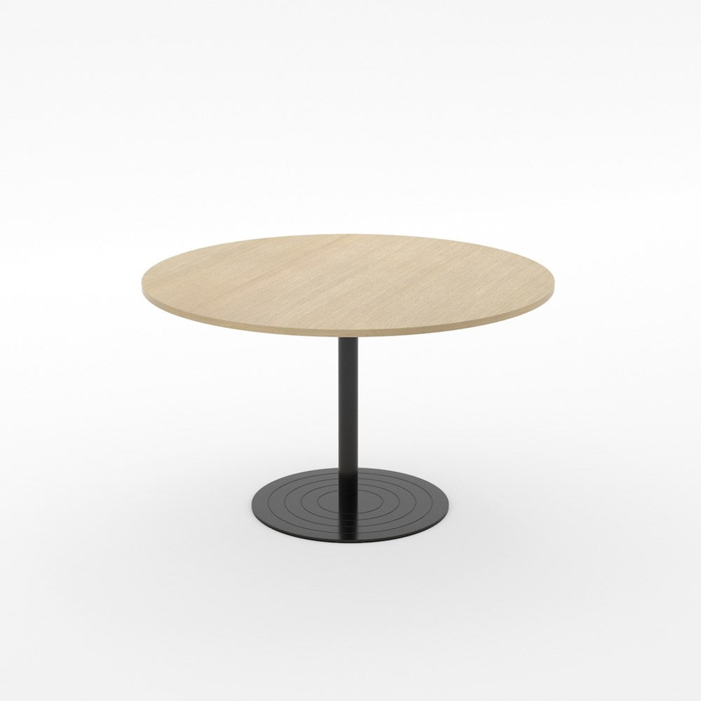 Essentials Meeting Table 1000 dia Disc Base-Meeting Room Furniture-Refined Oak-Black Disc-North Island-Commercial Traders - Office Furniture
