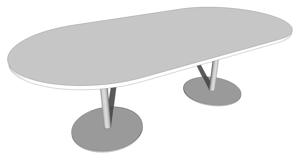 Essentials Table 2400 x 1200 - Barrel-Meeting Room Furniture-Refined Oak-Black Disc Base-North Island Delivery-Commercial Traders - Office Furniture