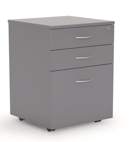 Ergoplan Mobile Locking 2 Drawer & File - Silver-Storage-Default-Commercial Traders - Office Furniture