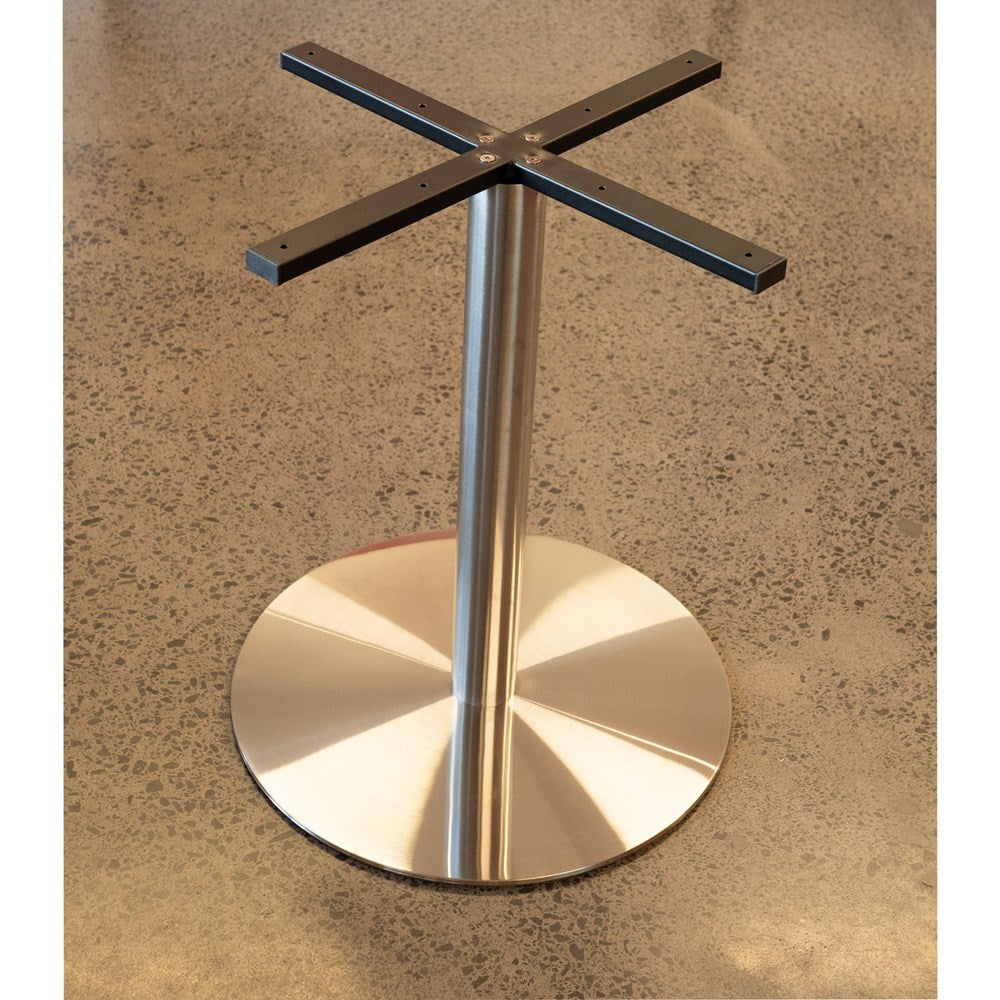 Essentials Meeting Table 1200 dia Disc Base-Meeting Room Furniture-Classic Oak-Brushed Chrome Disc Base-North Island-Commercial Traders - Office Furniture