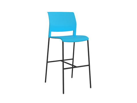Mote Bar Stool - Black Frame-Lunchroom Chairs-Aqua-Commercial Traders - Office Furniture