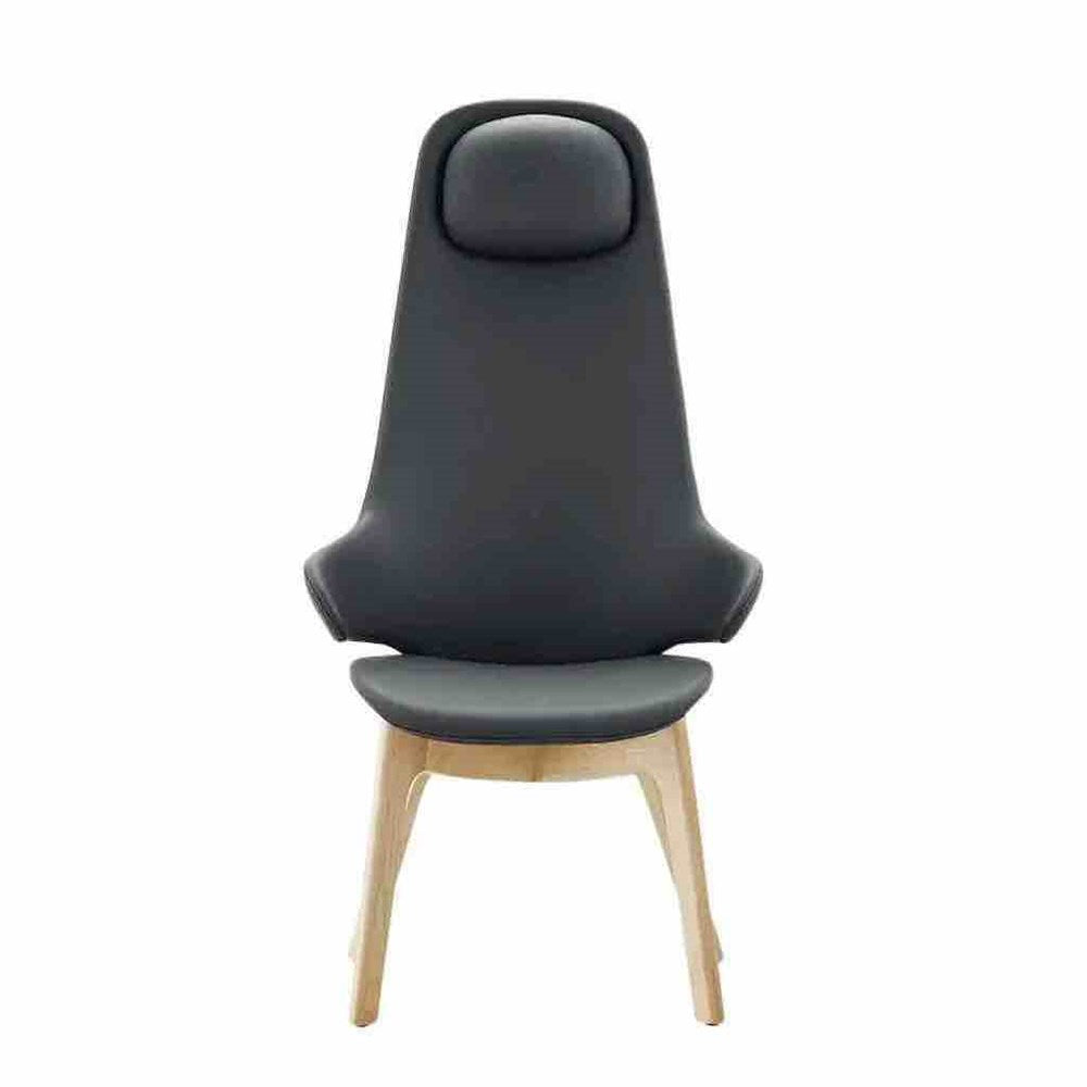 Konfurb Orbit High Back - Wooden Legs-Reception Furniture-Black Vinyl-Commercial Traders - Office Furniture