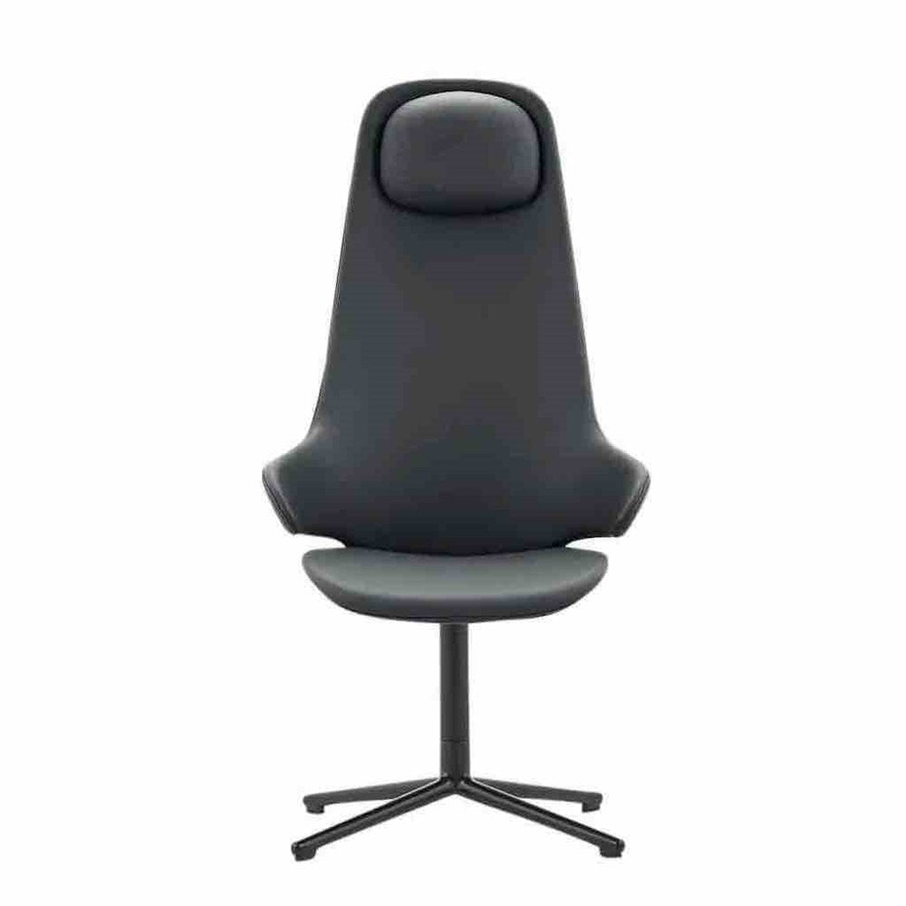 Konfurb Orbit High Back - Pedestal-Reception Furniture-Black Vinyl-Commercial Traders - Office Furniture