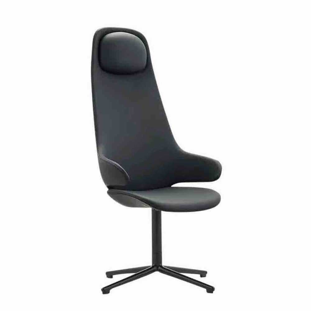 Konfurb Orbit High Back - Pedestal-Reception Furniture-Black Vinyl-Commercial Traders - Office Furniture