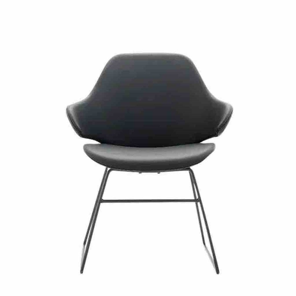 Konfurb Orbit Mid Back - Sled Base-Reception Furniture-Black Vinyl-Commercial Traders - Office Furniture