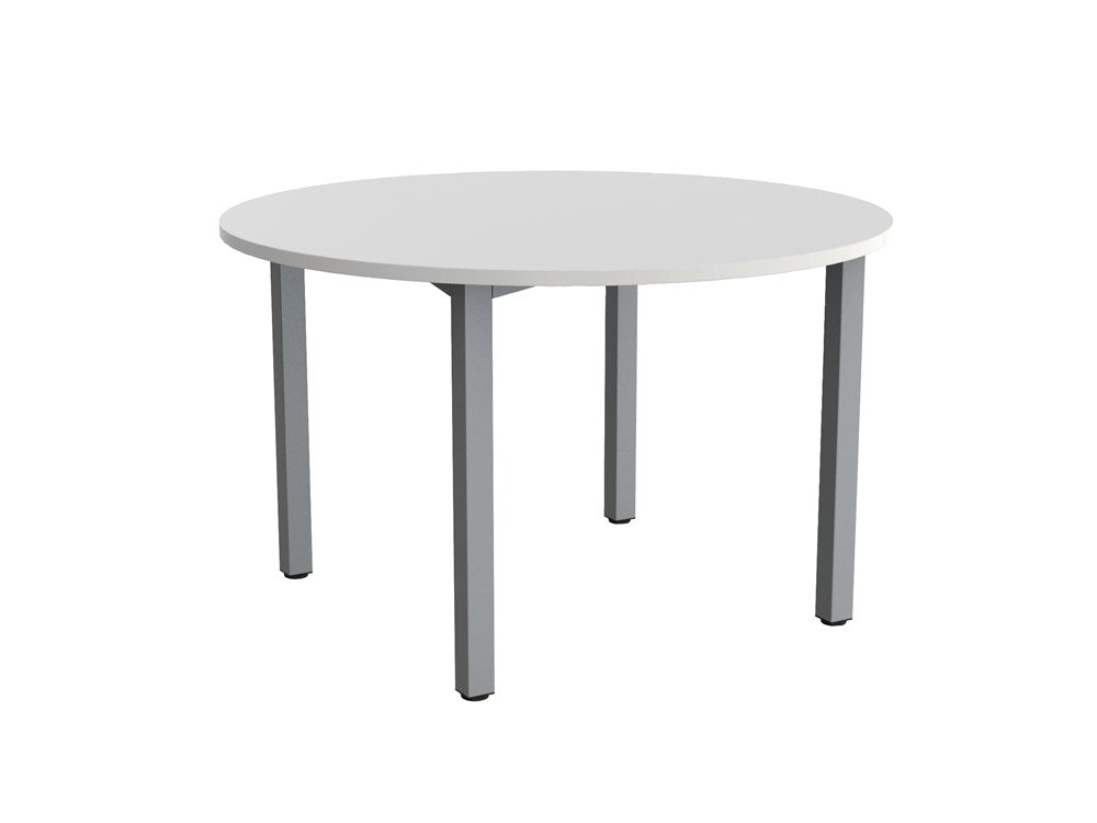 Cubit 1200 Round Meeting Tables-Meeting Room Furniture-White-Silver-Commercial Traders - Office Furniture
