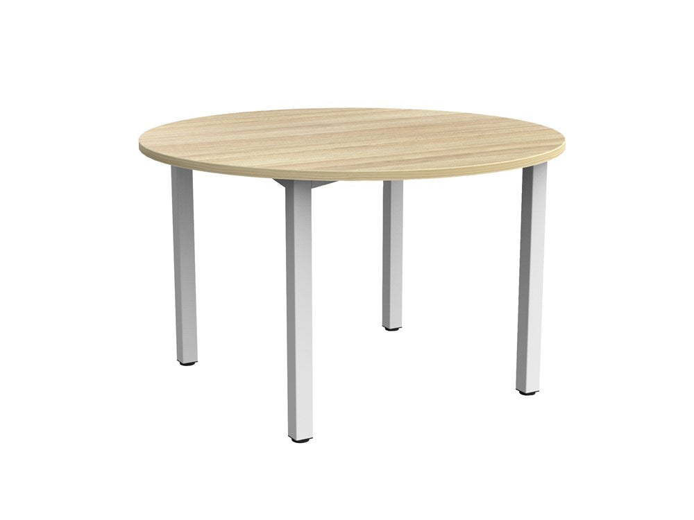 Cubit 1200 Round Meeting Tables-Meeting Room Furniture-Atlantic Oak-White-Commercial Traders - Office Furniture