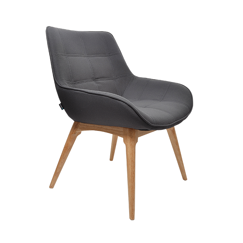 Konfurb Neo - Standard Fabric-Office Chairs-Standard Charcoal Fabric and Wooden Legs-Auckland Only-Commercial Traders - Office Furniture
