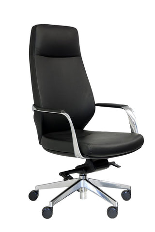 Ravello Highback Leather Chair with Arms-Office Chairs-Customer Pick Up-Commercial Traders - Office Furniture