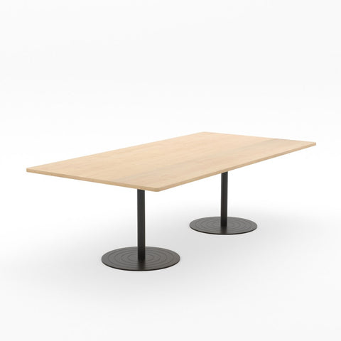 Essentials Table 2400 x 1200 - Rectangular-Meeting Room Furniture-Affinity Maple-Black Disc Base-North Island Delivery-Commercial Traders - Office Furniture